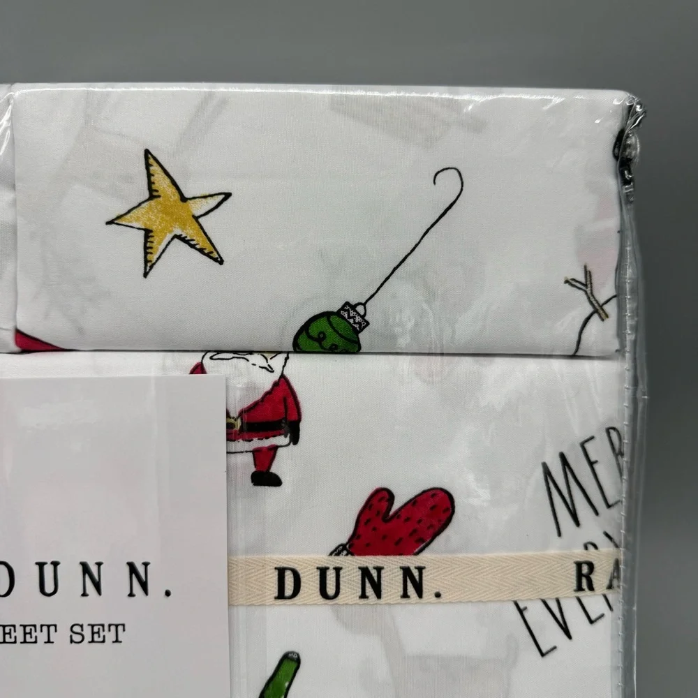 4pc Rae Dunn Christmas Merry Everything KING Sheet Set Santa Reindeer Snowman